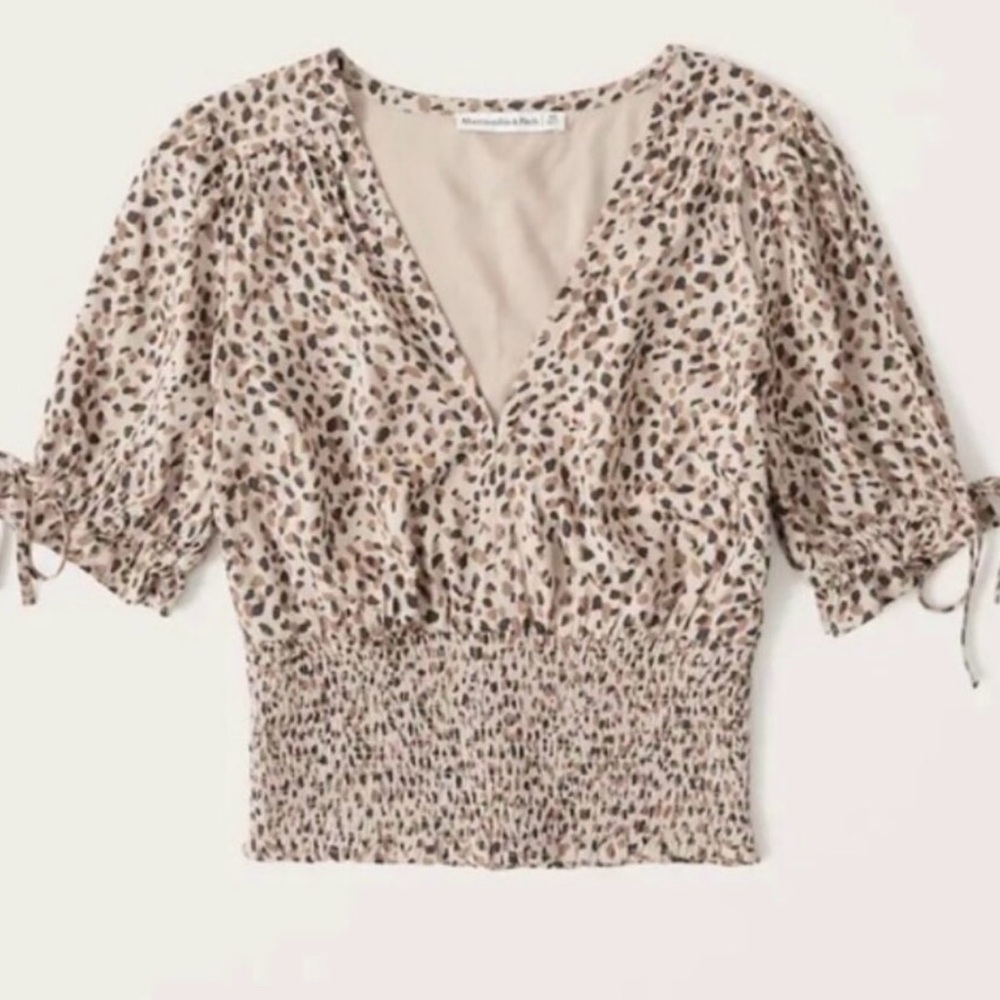 Abercrombie & Fitch Animal Print Smocked Top
